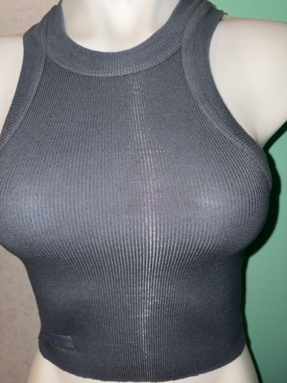 Set Active Ribbed Racerback Crop Tank - Charcoal Gray - Picture 2 of 4